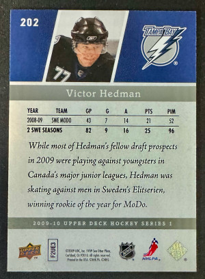 2009-10 Upper Deck Victor Hedman Young Guns back